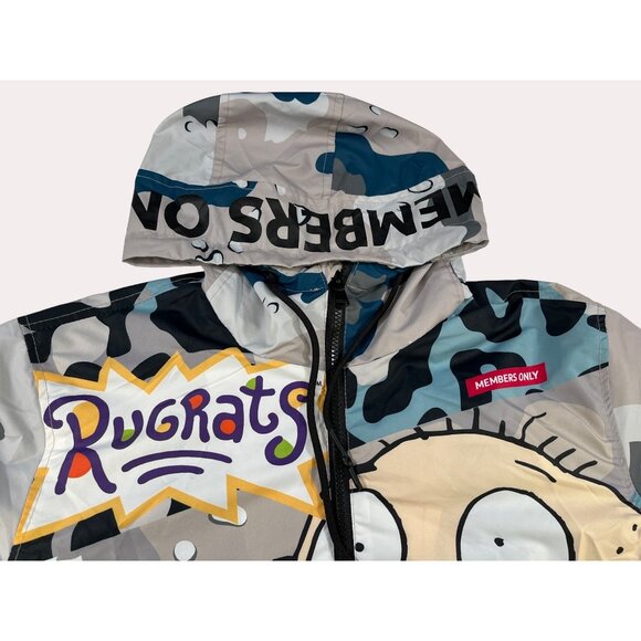 Members Only X Nickelodeon Men's Grey Camo Rugrats Windbreaker Sz M SKU 6026 - Picture 3 of 6